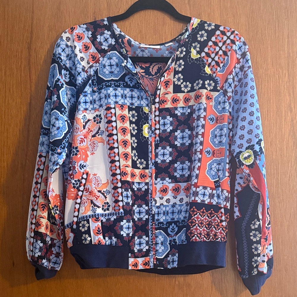 New York & Company Multicolor Patchwork Jacket